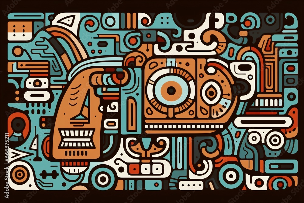 Obraz premium An abstract and messy doodle graphic wallpaper design