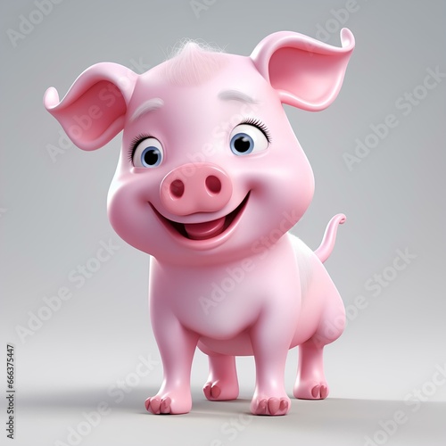 pink pig animal 3D concept