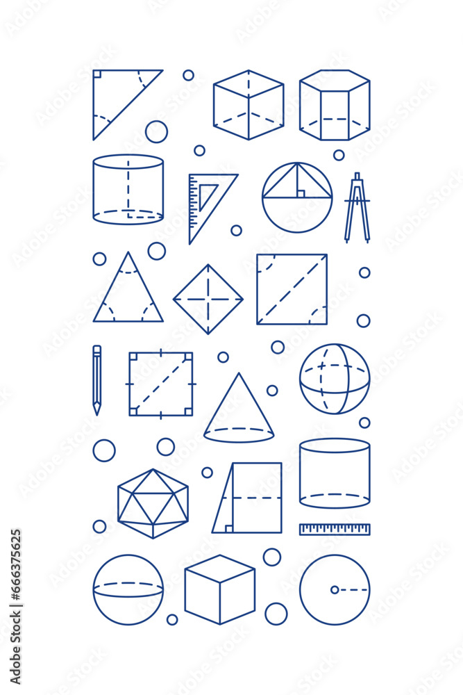 Geometry School Discipline vector concept vertical banner. Vector linear illustration