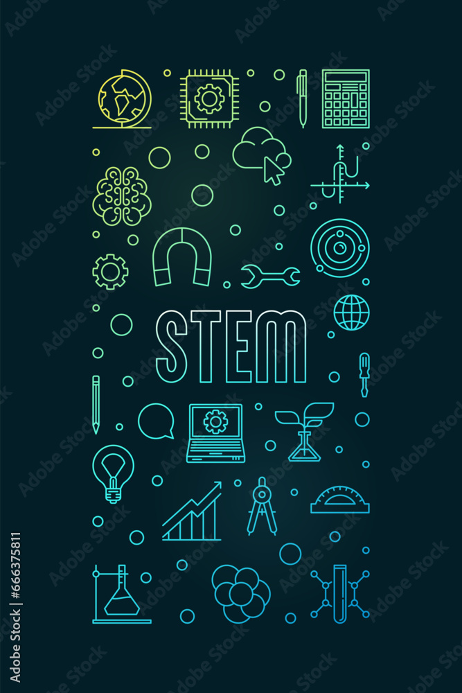 STEM - Science, Technology, Engineering and Math concept vertical ...