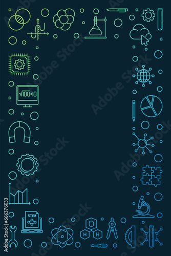 Science, Technology, Engineering, math linear colored banner or frame - STEM Education outline illustration