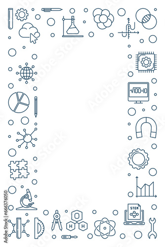 Science, Technology, Engineering, mathematics thin line frame. STEM Education banner