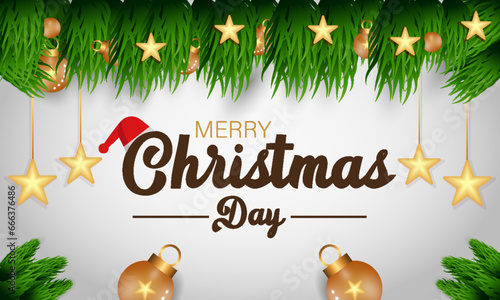 Christmas Day Celebration banner. Joyful Holiday Xmas Party Concept with Festive Decorations, Gifts, and Merry Traditions. background, banner, card, poster design, greeting cards.
