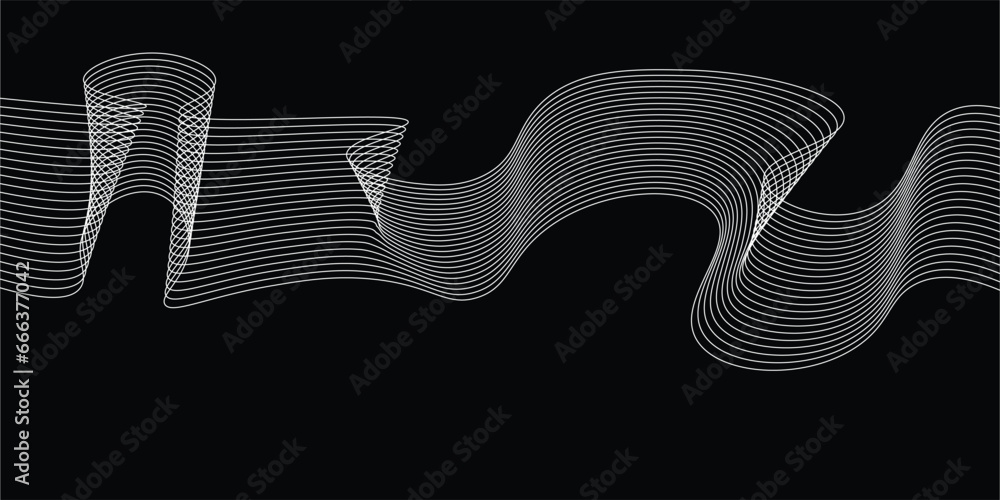 Technology abstract lines on white background. Undulate Grey Wave Swirl