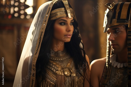 Cleopatra and Servant in Egypt Ancient Egyptian Pharaoh History Photo Queen Empire Emperor Beautiful Powerful Famous People Historical Figure