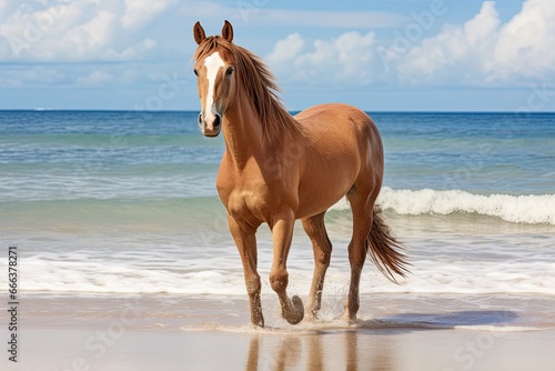 Horse on Beach: Closeup of Sea Sand Beach - Stunning Digital Image