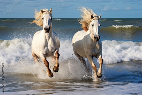 Horses Running on Beach: Majestic Galloping by the Sea