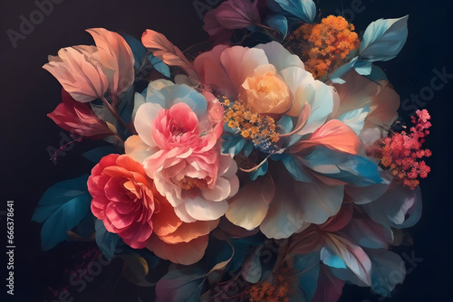 AI Generated Abstract art of Bouquet Flowers