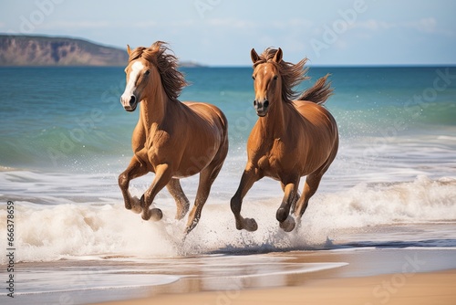 Horses Running on Beach: Closeup of Sea, Sand, and Beachscape