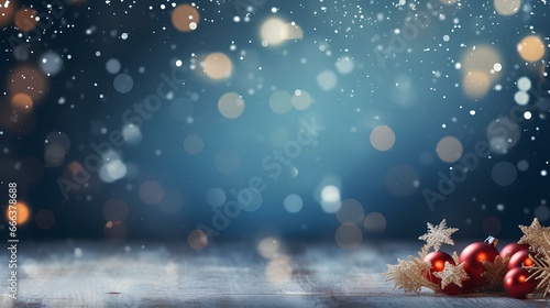 banner background christmas decorations on a snowy background
