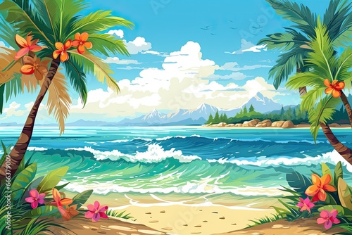 Inspire Tropical Beach Seascape Horizon: Stunning Tropical Holiday Beach Banner