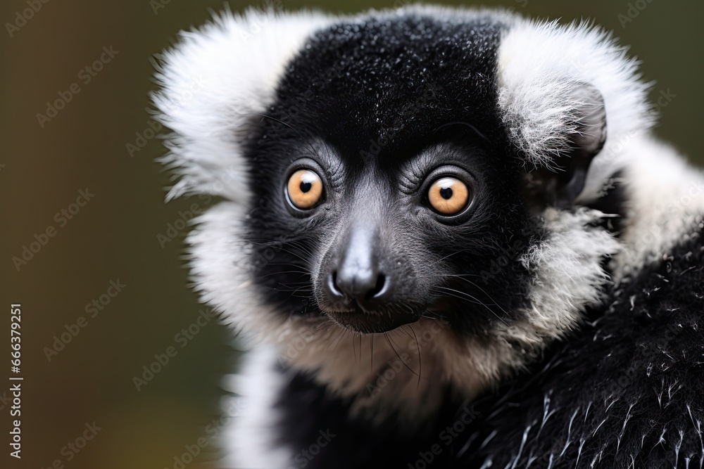 Obraz premium Black Lemur: Furry Primate Texture Captured in Stunning Digital Image