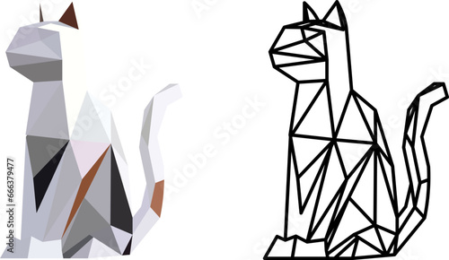 geometric sitting cat