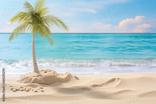 Closeup of Palm Tree Beach: Captivating Sea Sand Beach Scene