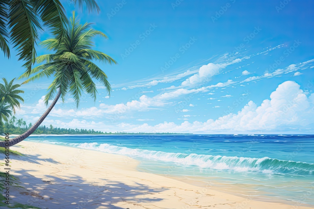 Palm Tree Beach: Soft Sand Beachscape for Unwind and Relaxation