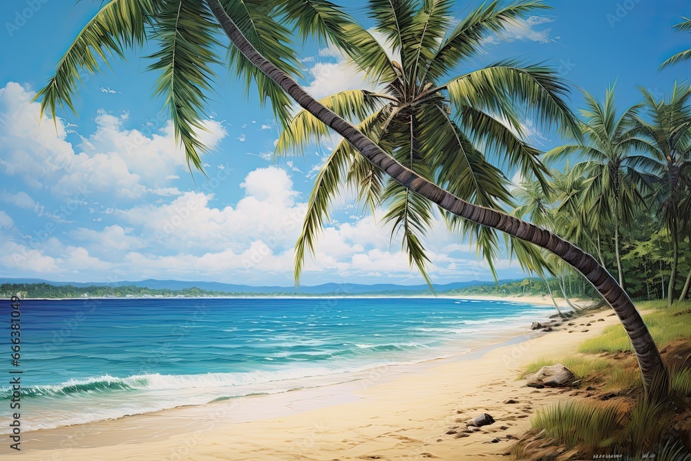 Palm Trees on Beach: Captivating Beach Sea Scenery