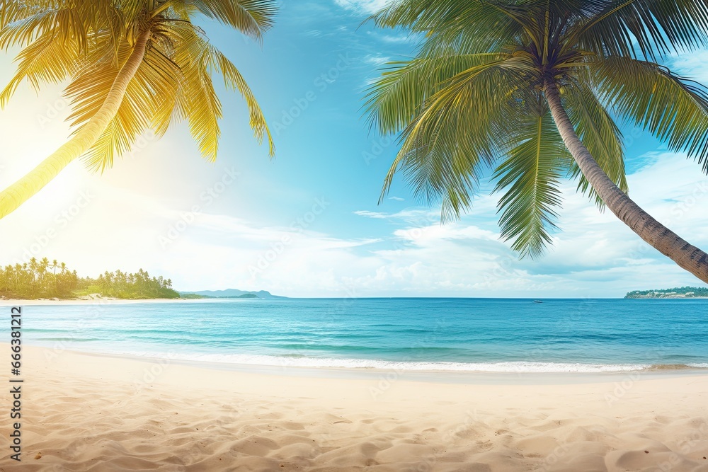 Palm Trees on Beach: Stunning Tropical Holiday Beach Banner