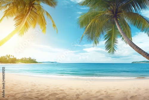 Palm Trees on Beach: Stunning Tropical Holiday Beach Banner © Michael