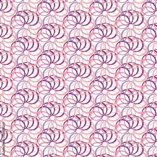 Vector pattern - decorative flowers from rings in lilac and blue tones on a transparent background.
