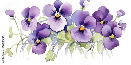 Fototapeta Naklejka Na Ścianę i Meble -  watercolor pansy flower