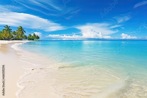 Panorama of Beautiful Tropical Holiday - White Sand Beach and Turquoise Water