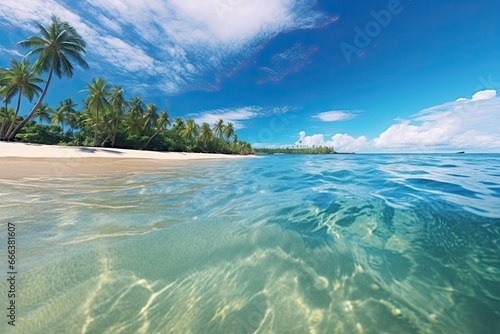 Panoramic Beach Landscape: Stunning Tropical Beach and Sea in Sunny Day - Nature Landscape View