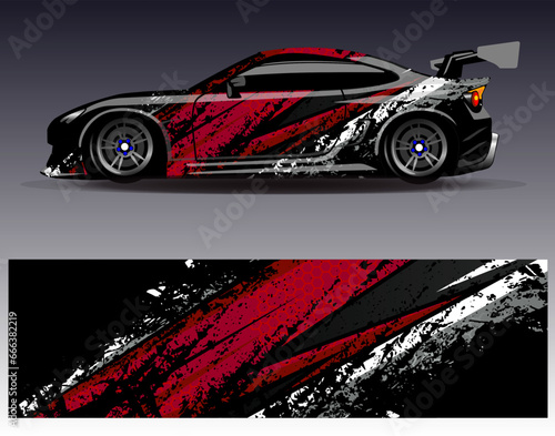 Car wrap design vector.Graphic abstract stripe racing background designs for vehicle  rally  race  adventure and car racing livery