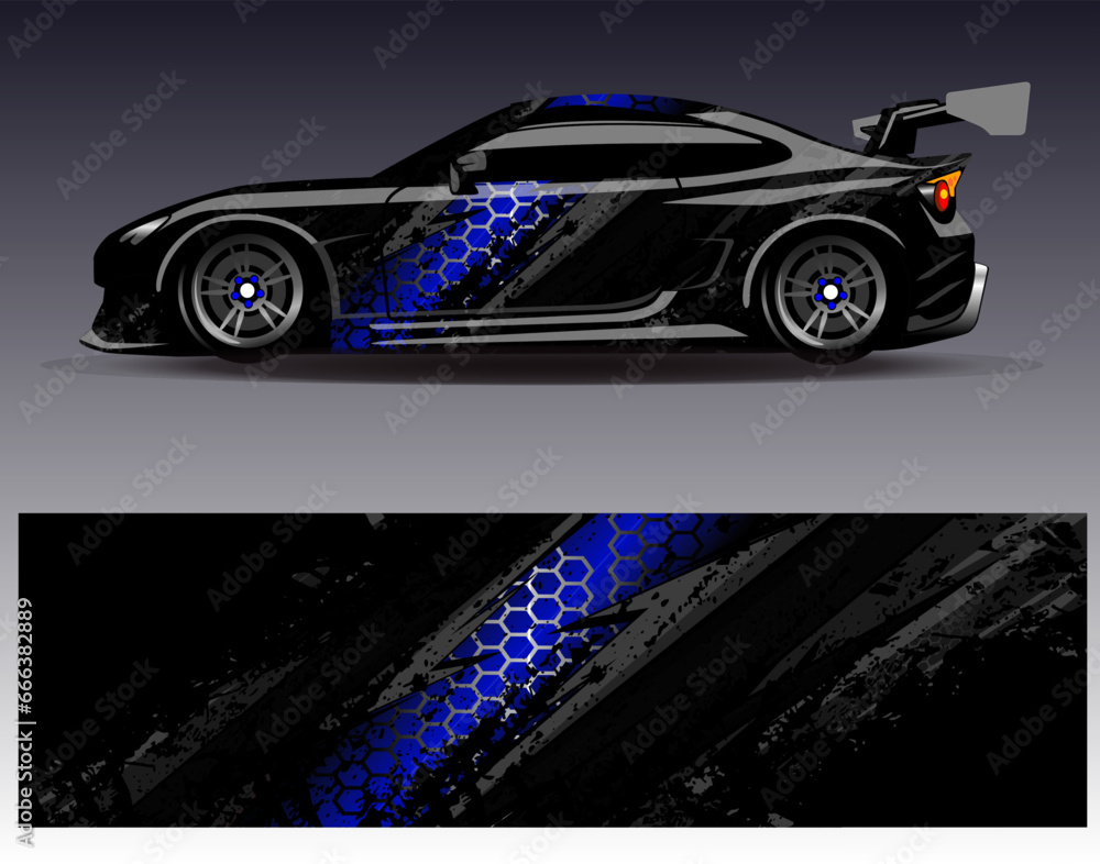 Car wrap design vector.Graphic abstract stripe racing background designs for vehicle, rally, race, adventure and car racing livery Car wrap design vector.Graphic abstract stripe racing background designs for vehicle, rally, race, adventure and car racing livery