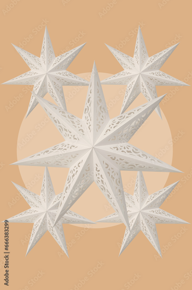 Pattern with decorative star made from paper Pattern with decorative star made from paper