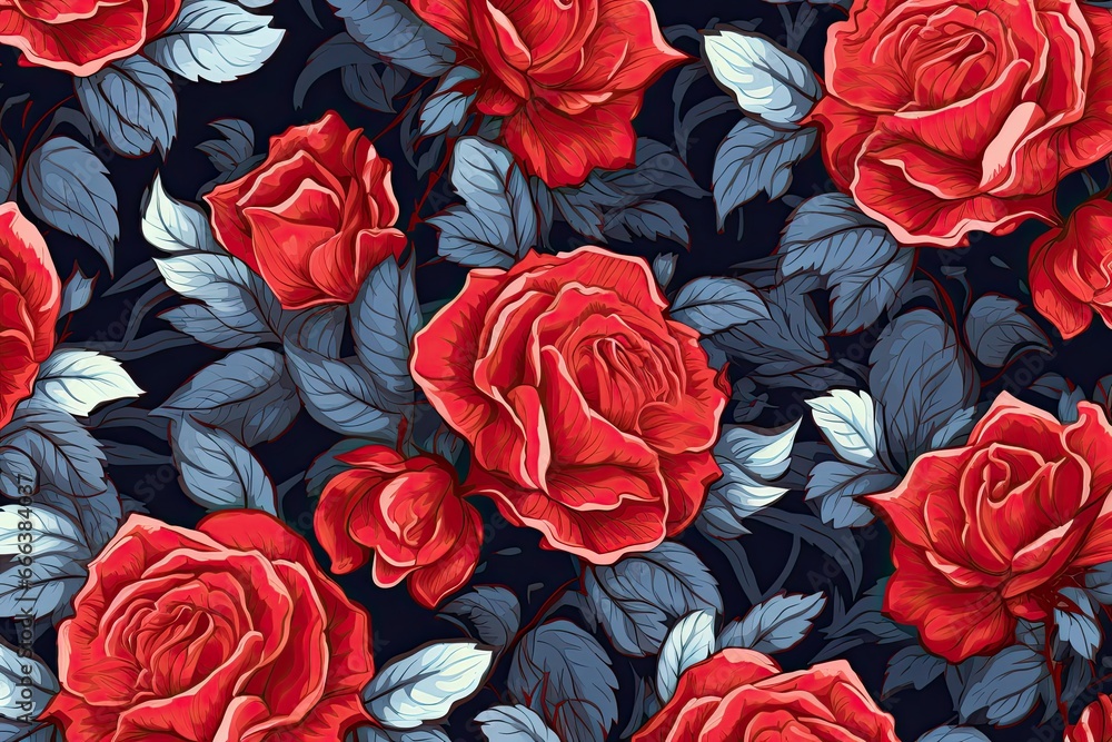 Red Roses Wallpaper: A Stunning Seamless Textile for a Striking Floral Decor