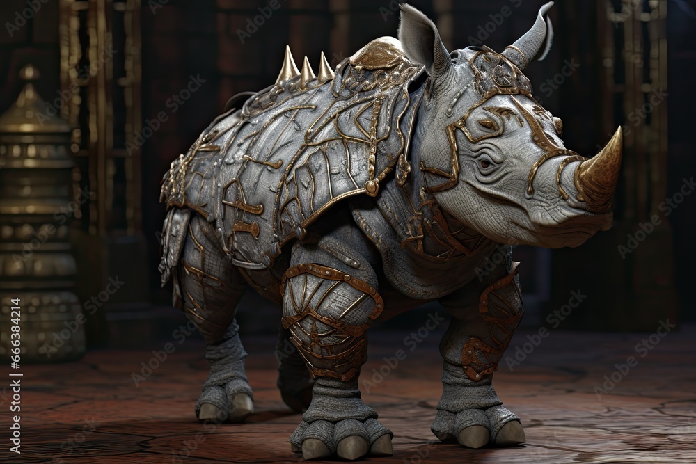 Fototapeta premium Rhinoceros Grey Color: Exploring the Armored Mammal Texture Up Close