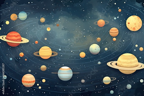 Colored Stylish Solar System Wallpaper  Vibrant Backdrop for Space Enthusiasts