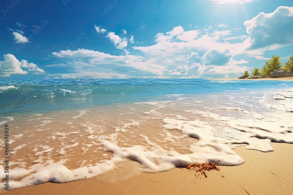 Sunny Day Beach: Tranquil Relaxing Sunlight Summer Mood at Beach - Captivating Digital Image Sunny Day Beach: Tranquil Relaxing Sunlight Summer Mood at Beach - Captivating Digital Image