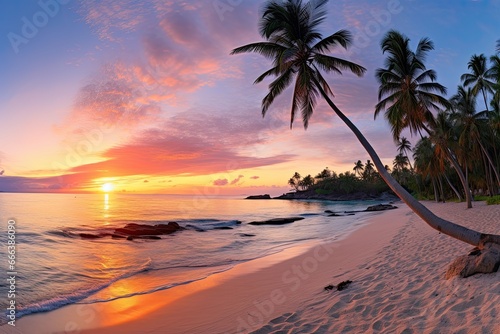 Sunset Beach Images: Tropical Paradise with White Sand and Coco Palms © Michael