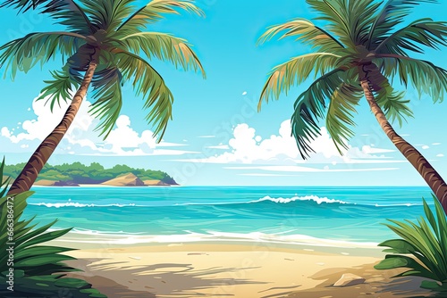 Tropical Beach Banner: Palm Tree Paradise - Stunning Holiday Image