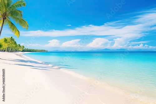 Tropical Holiday Beach Banner - Panorama of Beautiful White Sand Beach and Turquoise Water