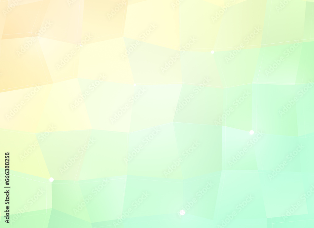 Obraz premium Colorful, vibrant and bright light yellow and green polygon vector pattern background with color gradient. Abstract full frame 3D triangular low poly style background. Copy space.