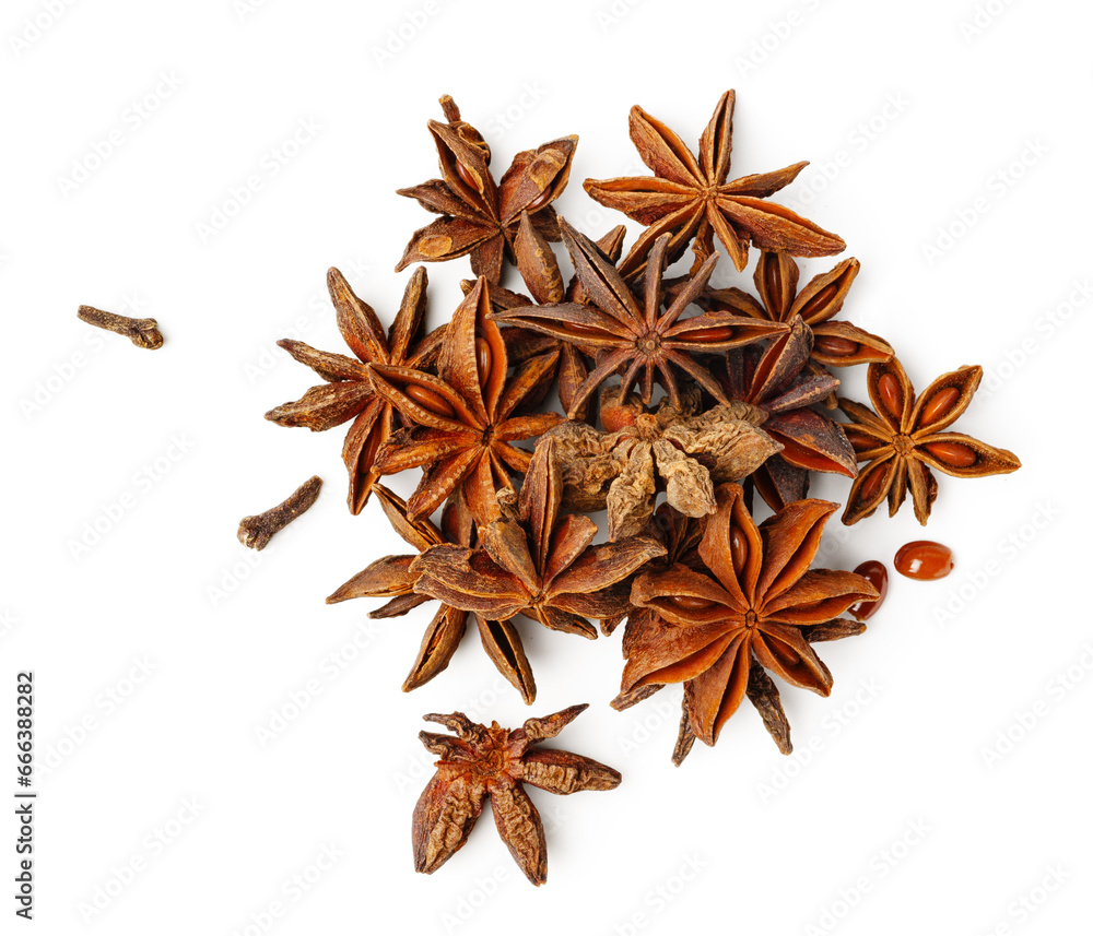 Star anise spice isolated on white background Star anise spice isolated on white background