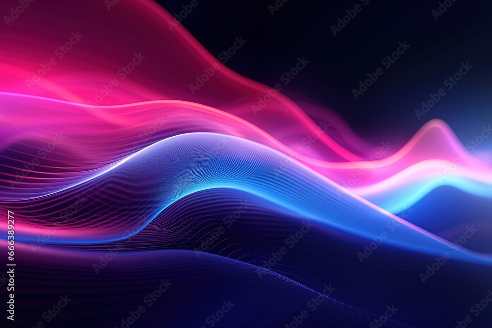 Obraz premium abstract futuristic background with pink blue glowing neon moving high speed wave lines and bokeh lights. Data transfer concept Fantastic wallpaper