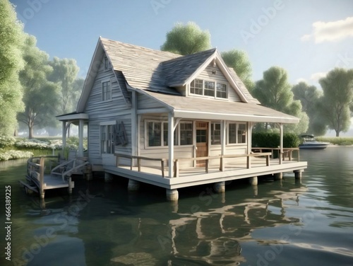 Spring lake boathouse Gnerative AI