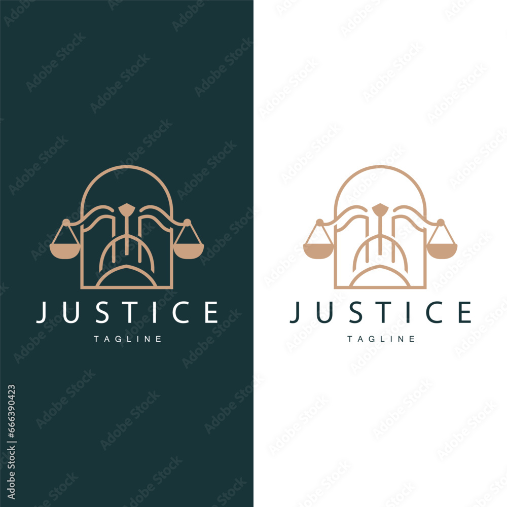 Legal Justice Scales Logo Design With Simple Line Model For Company ...