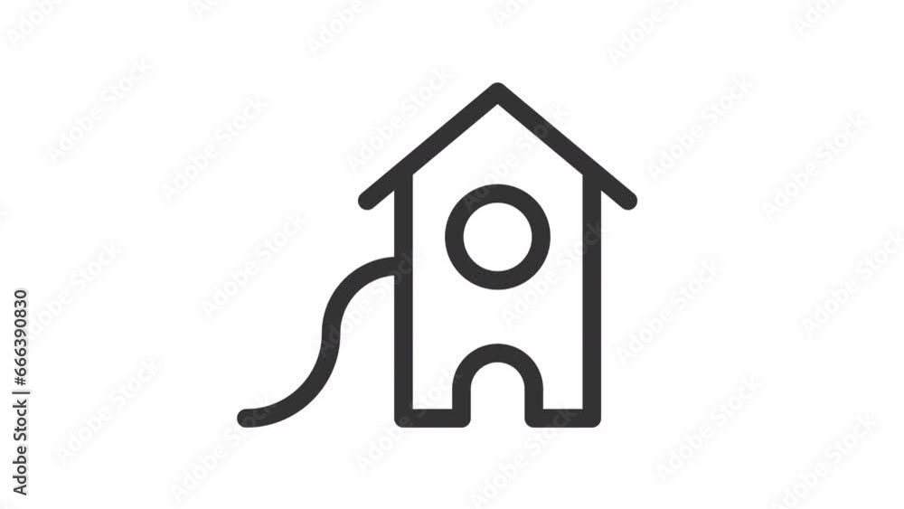 2D black simple thin line animation of shed icon, HD video with transparent background, seamless loop 4K video representing buildings. 2D black simple thin line animation of shed icon, HD video with transparent background, seamless loop 4K video representing buildings.