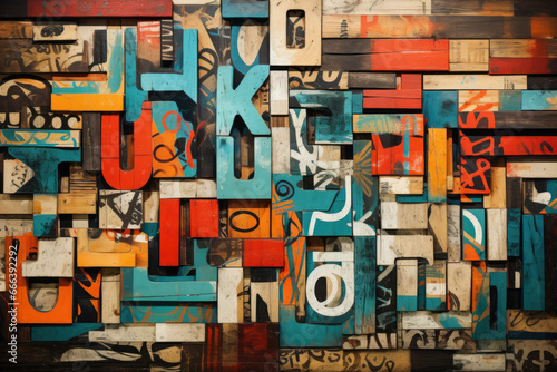 collage of old wooden letters