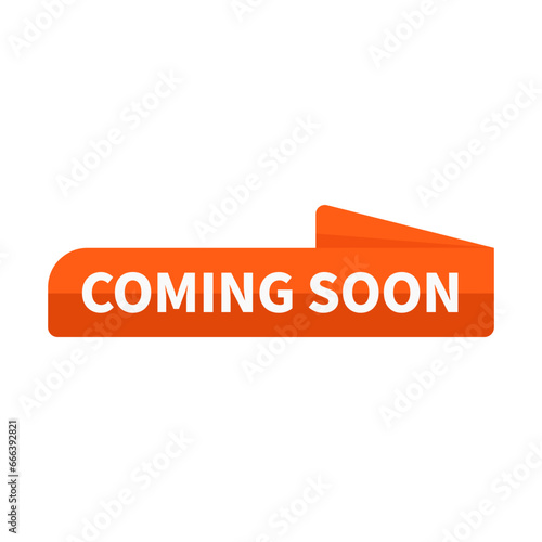 Coming Soon In Blue Rounded Rectangle Ribbon Shape For Launching Announcement
