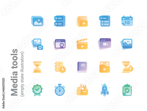 Media tools roondy gradient color detailed icons