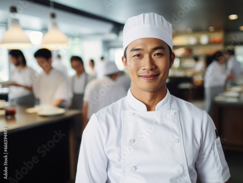  Portrait photo of the chef in the kitchen 