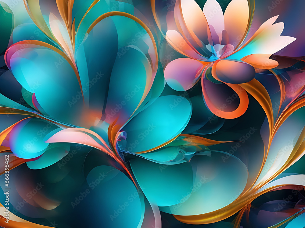 Fototapeta premium 3d Abstract background line flower art water