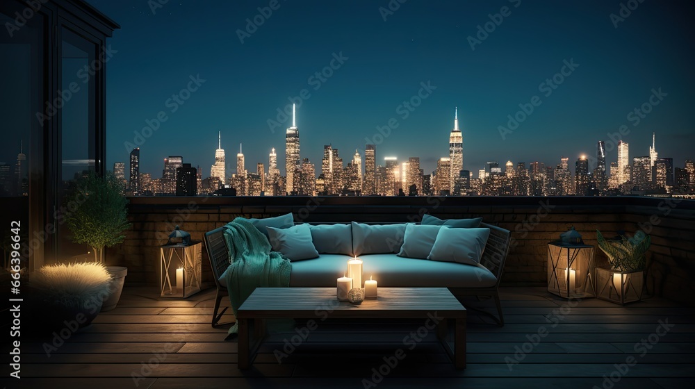 Naklejka premium landscape Rooftop view. Enchanting, romantic, glamorous, graceful, elegant
