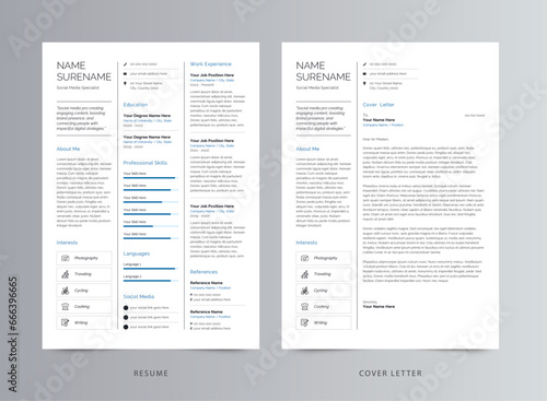 Clean Professional Resume or CV and Cover Letter Template