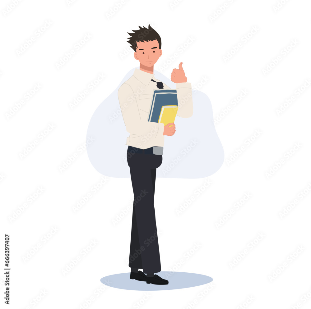 Thai University Student in Uniform Showing Thumbs Up. Positive Gesture Thai University Student in Uniform Showing Thumbs Up. Positive Gesture